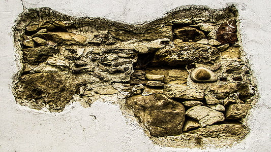 muur, beschadigd, verweerde, leeftijd, huis, oude, Cyprus