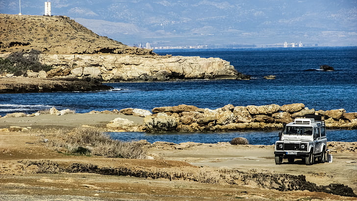 Cyprus, auto, kust, landschap, reizen