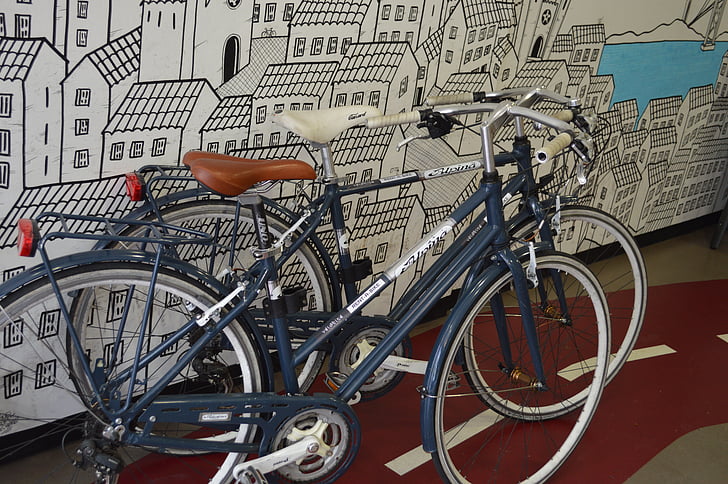 cycling, bicycle shop, shop, city, art, bike path, wheel