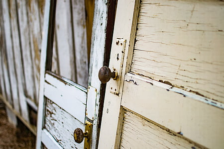 drzwi łamane, klamki, drzwi, gałki, na zewnątrz, drewniane