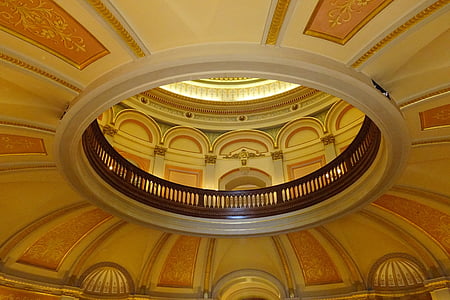 interior, dome, ornate, capitol, building, california, sacramento
