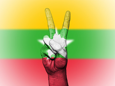 Birmània, birmà, Bandera, Pau, fons, Banner, colors