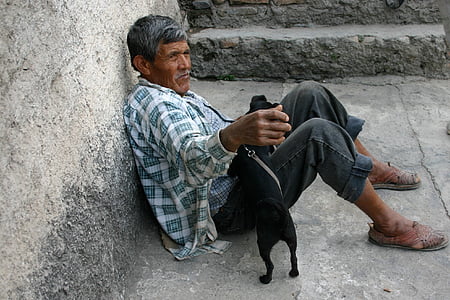 čovjek, odmara, osoba, čovjek i njegov pas
