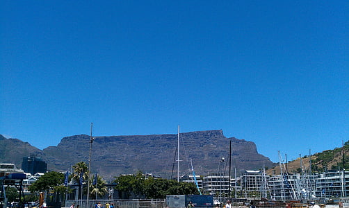 south africa, table mountain, cape town, sky, outlook, waterfront, blue