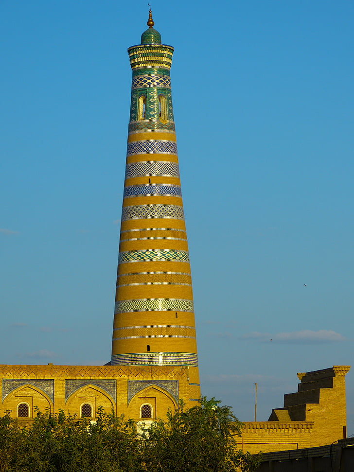 Khiva, kihva, minarete, minarete de Islã chodja, Património Mundial da UNESCO, Museu da cidade, abendstimmung
