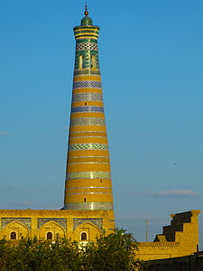 khiva, kihva, minarett, chodja islam Minare, UNESCO maailma kultuuripärandi, Museum city, abendstimmung