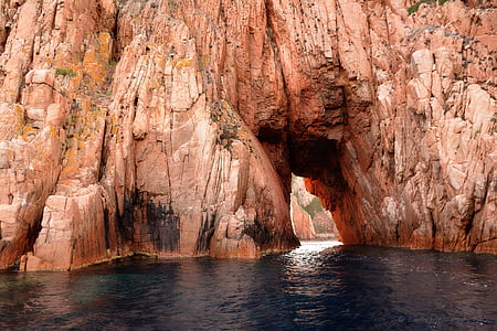 Rock, grot, water, zee, navigatie, Corsica, natuur