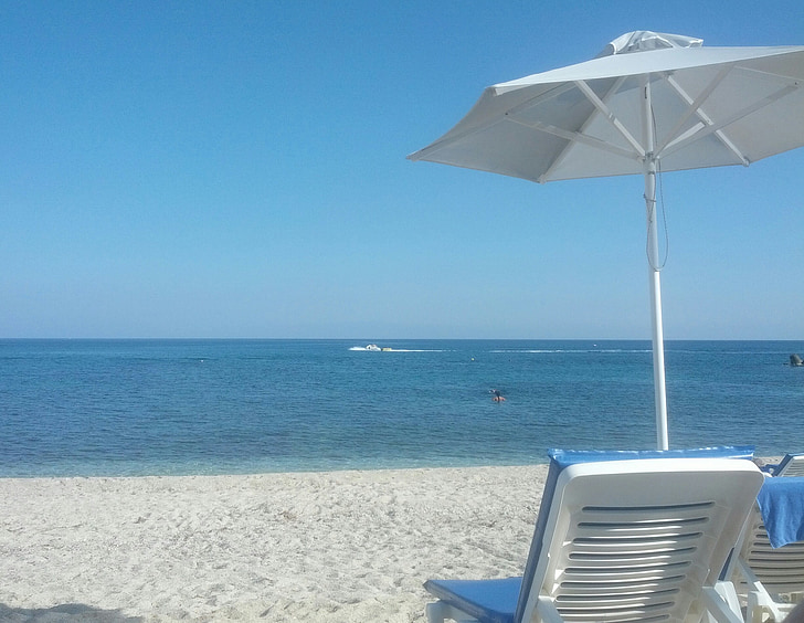 vacaciones, Lieja, parasol, mar, azul