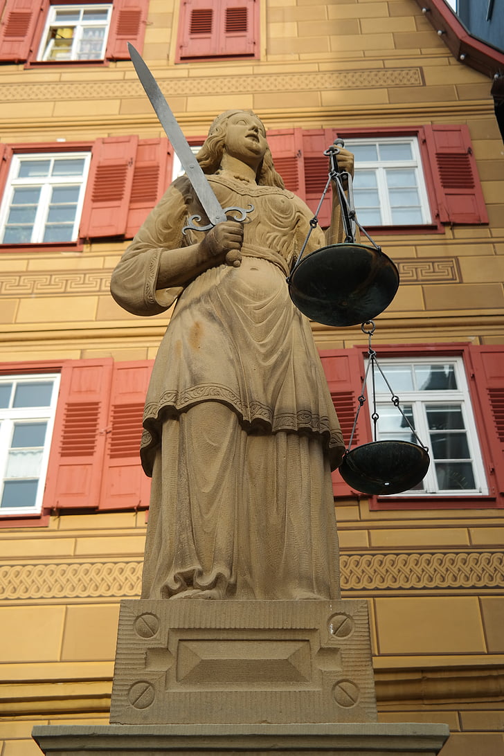 justizia, Figuur, vrouw, horizontale, zwaard, Justitie, Waiblingen