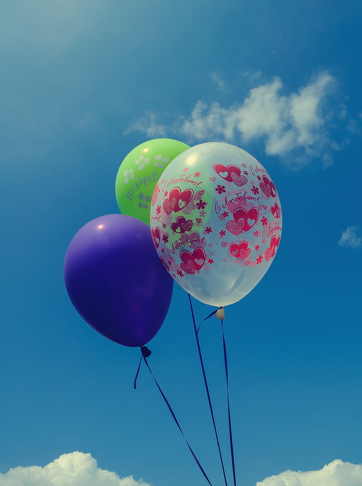 ballong, luft, Hälsningar, bakgrund, Sky, Kärlek, Holiday