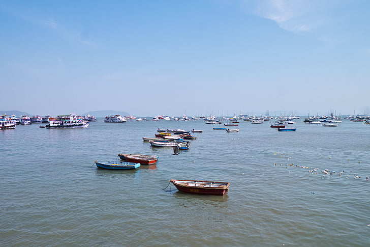 βάρκα, μικρή βάρκα, κότερο, νερό, Ινδία, αέρα, μπλε