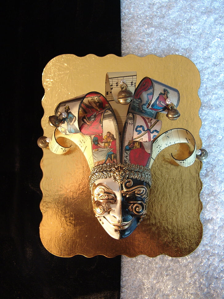 màscara, or, venecià, Carnaval, mascarada, cara, decoració