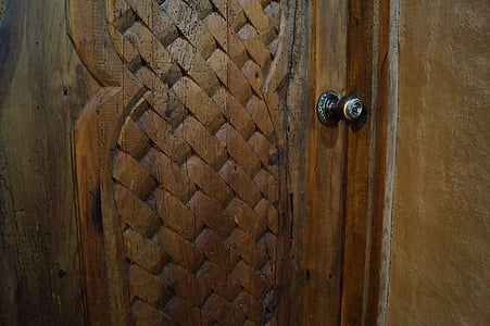 døren, carving, utskårne døren, tre, rustikk, inngang, vegg