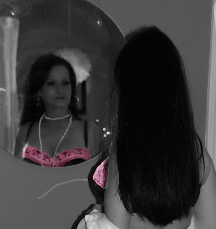 mirror, woman, reflection, bra, lingerie, female, girl
