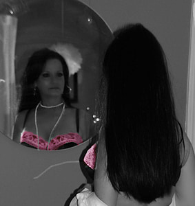 zrkadlo, žena, reflexie, podprsenka, Spodná bielizeň, samica, dievča