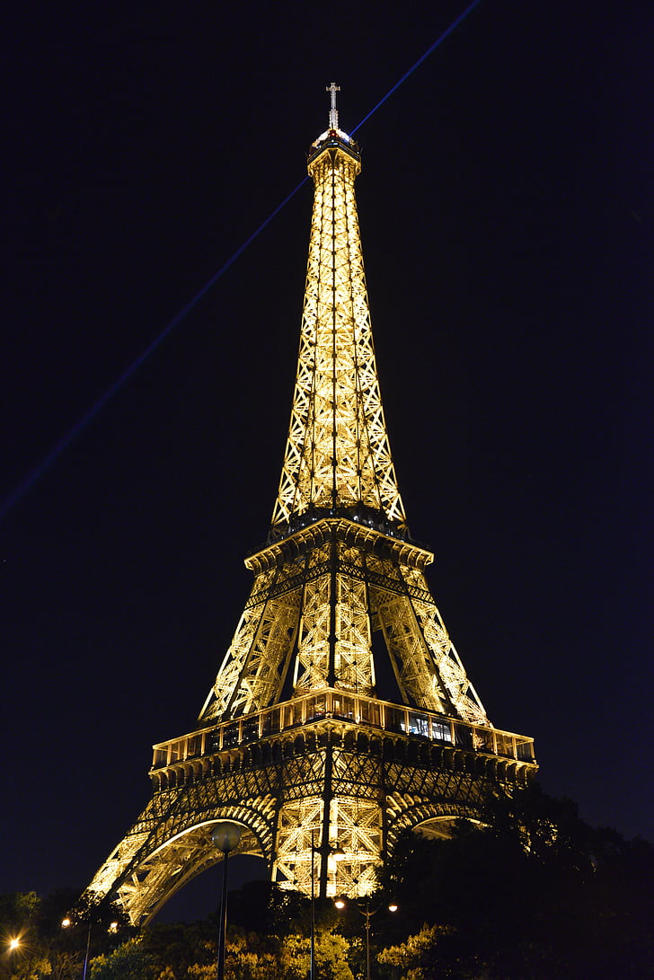 slå eiffel, natt, arkitektur, kultur, fantastisk, Eiffeltårnet, Paris - France