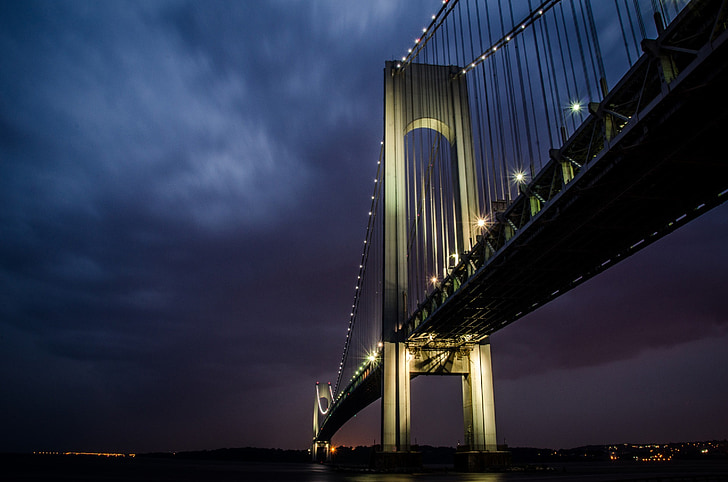 bridge, brooklyn, manhattan, dusk, dark, night, city