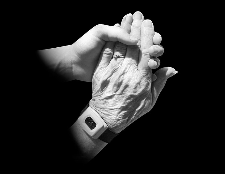 hands, old, young, holding, caring, friends, family