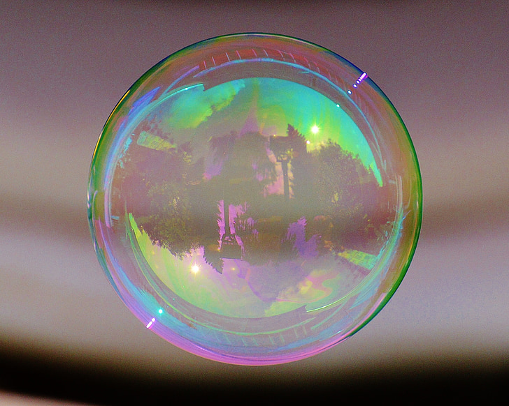 mýdlová bublina, barevné, míč, mýdlovou vodou, udělat mýdlové bubliny, float, zrcadlení