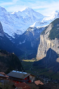 swiss, jungfrau, lauterbrunnen, icecap, alps, mountain, snow mountain