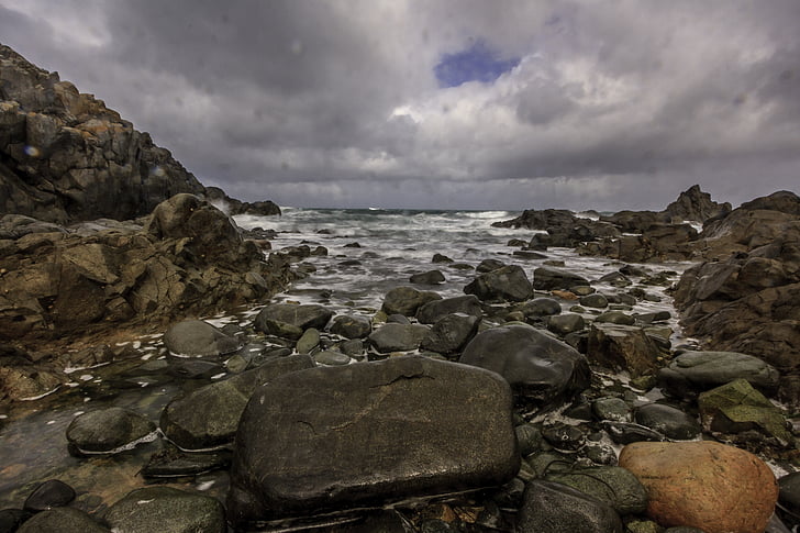 marí, fort doyle, Guernsey, Mar, natura, Roca - objecte, platja
