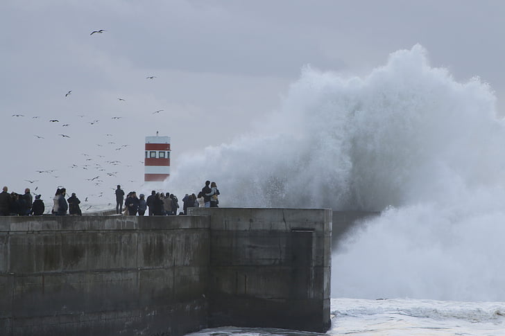 giant wave, rough sea, lighthouse, curling, agitation