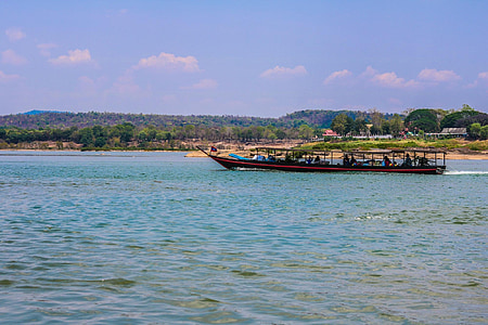річки Меконг, -двоколірний річка, притягнення туриста, Таїланд, подання, Гарненький, врівень