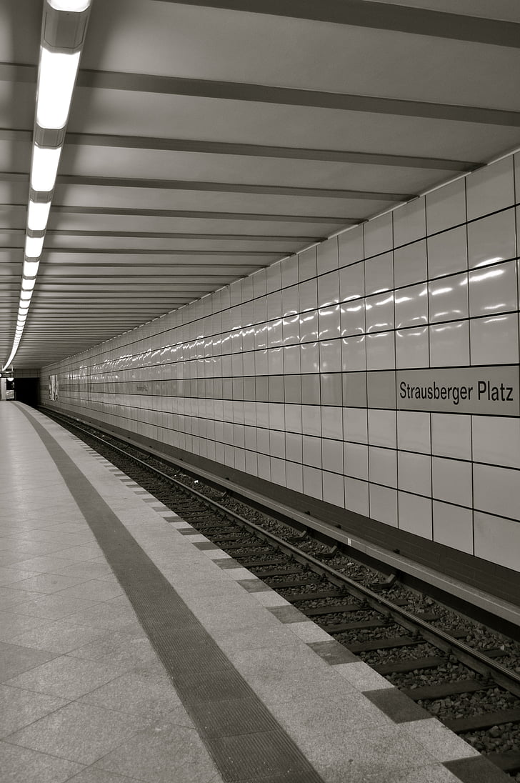 metró, alagút, platform, közlekedés, szállítás, a vonat, vasúti pálya