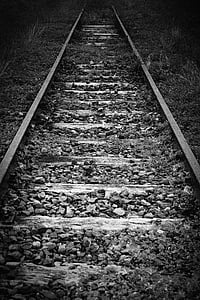 verkade, lämna, perspektiv, dystra, spår, ensamhet, järnvägen rails