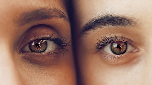 øyne, øyevipper, øyelokket, øyenbryn, Iris, øyeeplet, kvinner