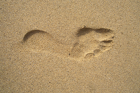 fotavtryck, Sand, spår i sanden, fotspår i sanden