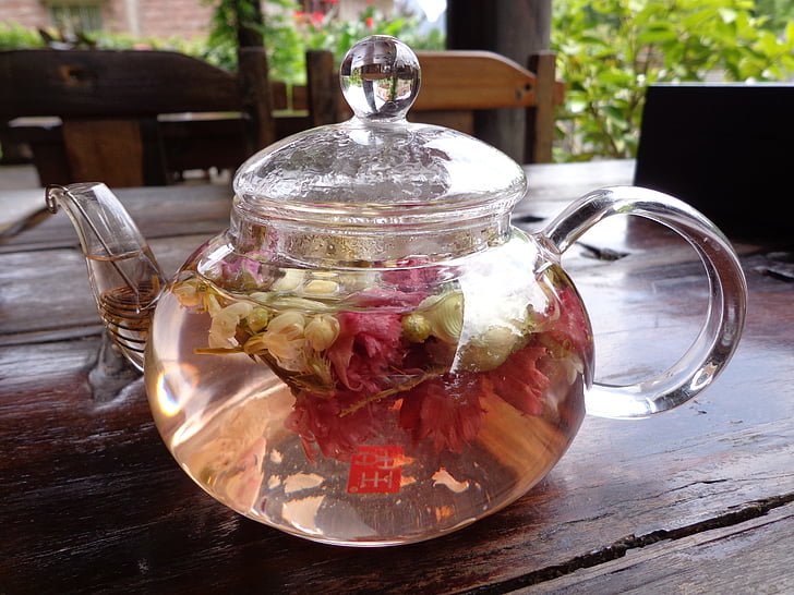 teapot, glass, tee, yangzhou, chrysantementee, china