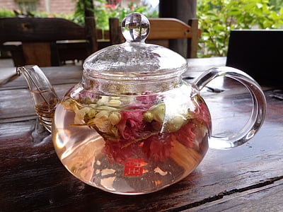 konvice na čaj, sklo, Tee, Yangzhou, chrysantementee, Čína