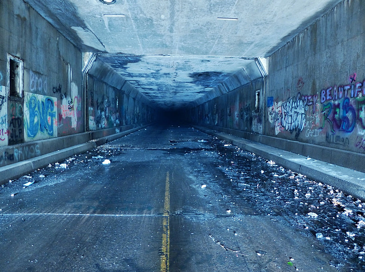 túnel, autopista de peatge de pa, autopista de peatge, Pennsilvània, carretera, abandonat, Lluç de riu