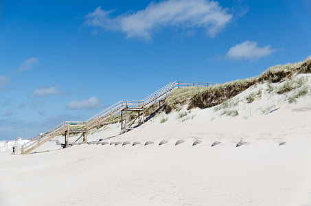 Dune, fusta, escales, platja, Westerland, Sylt, sorra