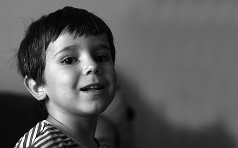 child, black and white, child portrait