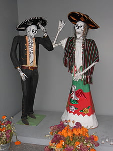ngày của người chết, Mexico, bộ xương, hộp sọ, charros, bộ xương