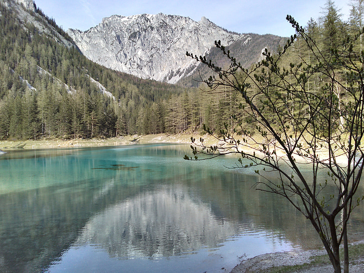 roheline järv, Lake, Steiermark, vee, peegeldamine, mägi, peegeldus