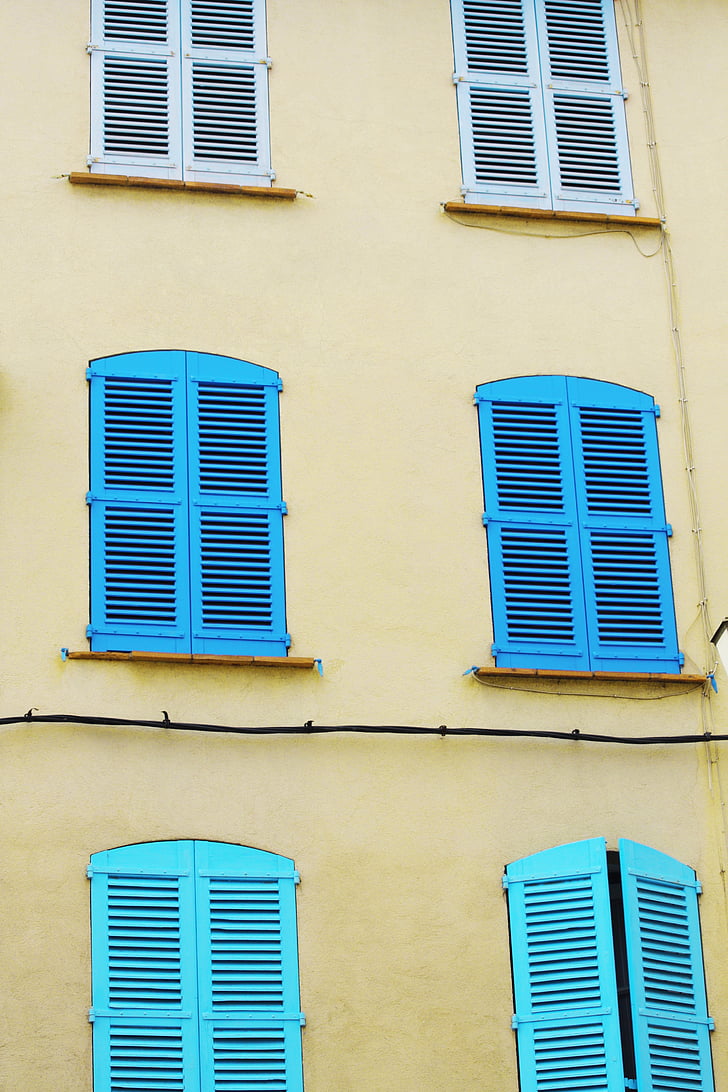 paret, colors, Persianes, casa, façana, ex, finestra