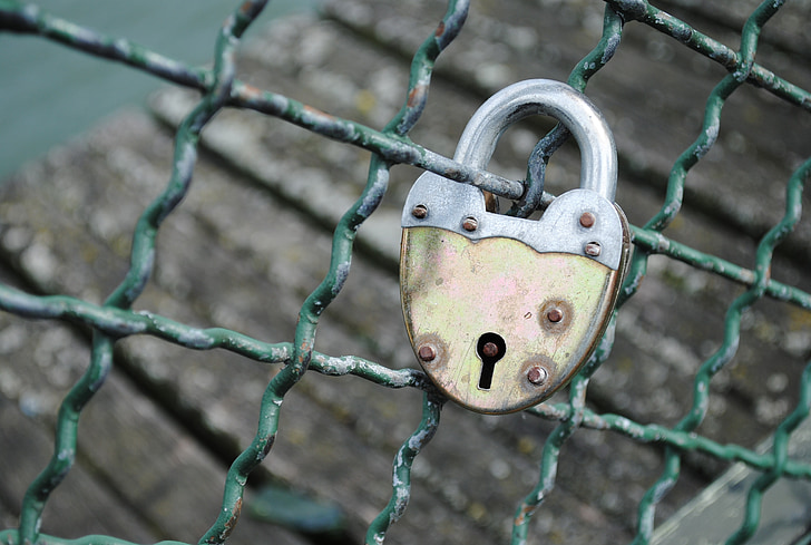 closed, to, castle, padlock, fence