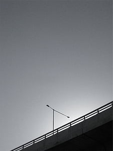noir, en acier, lumière, Publier, pont d’étagement, Lampadaire, noir et blanc