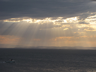vee, pilve, sunrays, valgus, valguse kiired, Horizon, Island