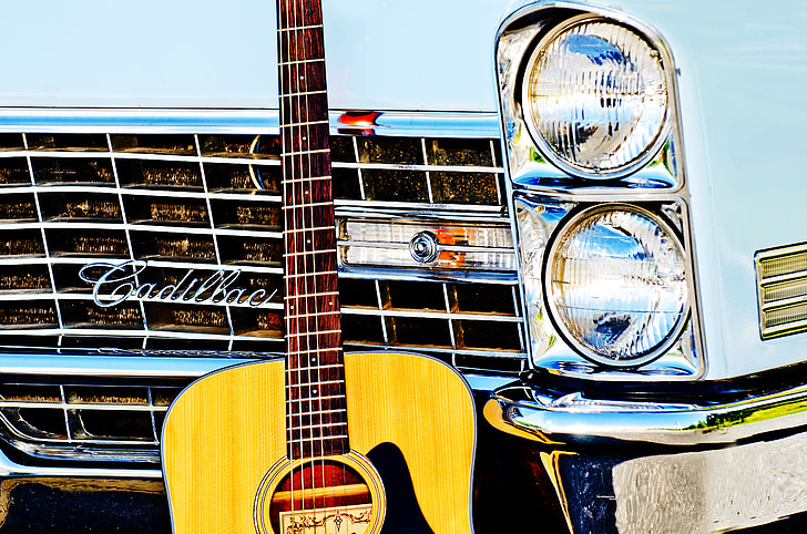 vintage car, guitar, headlights, custom paint, baby blue, blue, light blue
