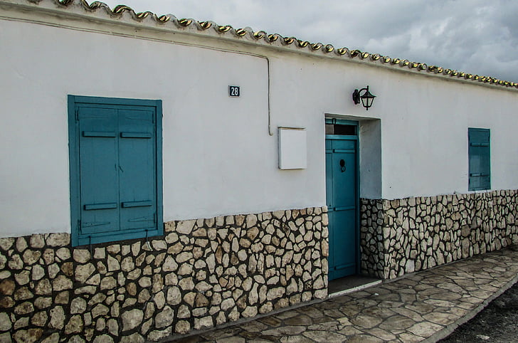 Kypros, Paralimni, vanha talo, perinteinen, arkkitehtuuri, kivi, maaseudun