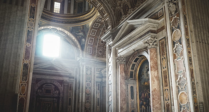 Gud, religion, stråle av ljus, arkitektur, katolska, Vatikanen, historiska