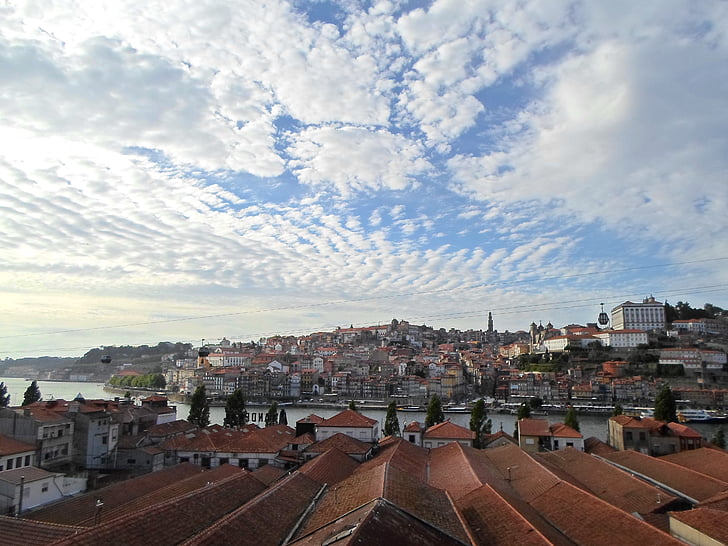 Panorama, staden, Porto