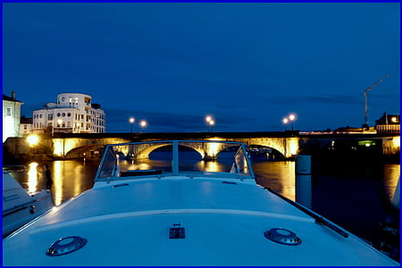 Athlone, Bridge, Norge, Shannon, støvel, natt, husbåt