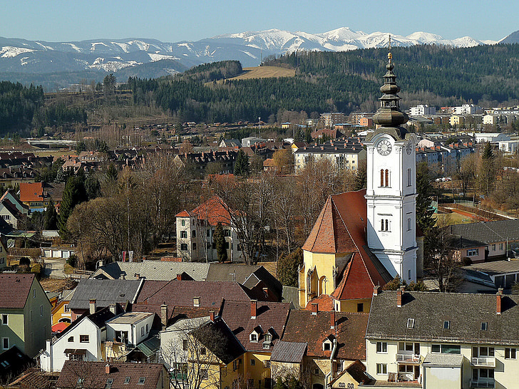 Seckau, Austria, budynki, Kościół, Architektura, niebo, chmury