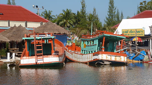 flytende markedet, Thailand, båter, Hua hin