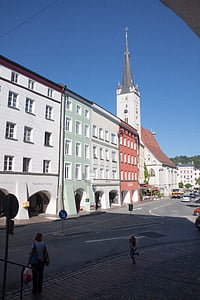Wasserburg, παλιά πόλη, καμπαναριό, Εκκλησία, μητέρα, Ψώνια, το παιδί